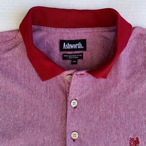 Ashworth Red and White 100% Cotton Short Sleeve Collared Polo Shirt